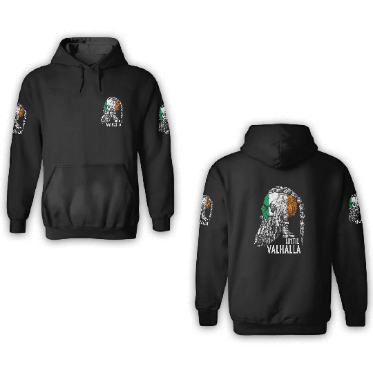 Until Valhalla, Vikings, Viking irish Flag 3D Hoodies