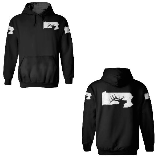 Pennsylvania Elk Hunting Bull Elk PA State Shape 3D Hoodies