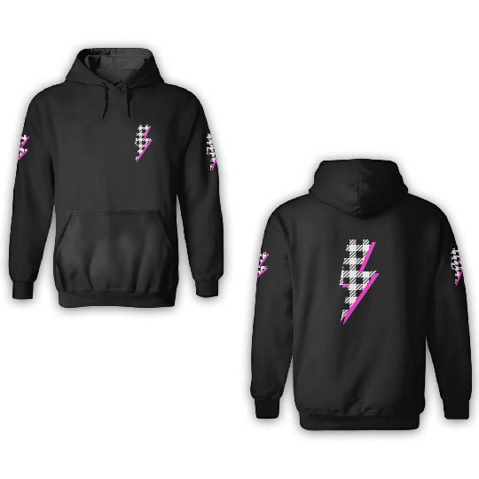 Buffalo Plaid Lightning Bolt Pink Shadow Graphic P 3D Hoodies