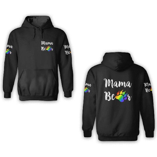 Lesbian Mama Bear Gay Pride Rainbow Paw LGBT 3D Hoodies