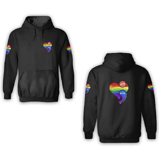 Rainbow Heart Semicolon You Matter 3D Hoodies