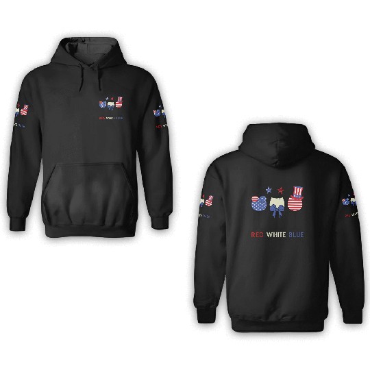 Red White Blue and Cocktails 3D Hoodies