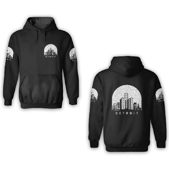 Detroit Michigan Skyline 3D Hoodies