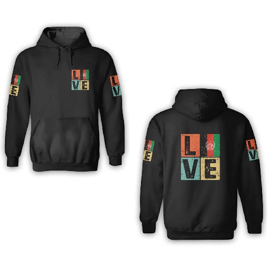 I Love Afghanistan Flag for Afghan Pride 3D Hoodies