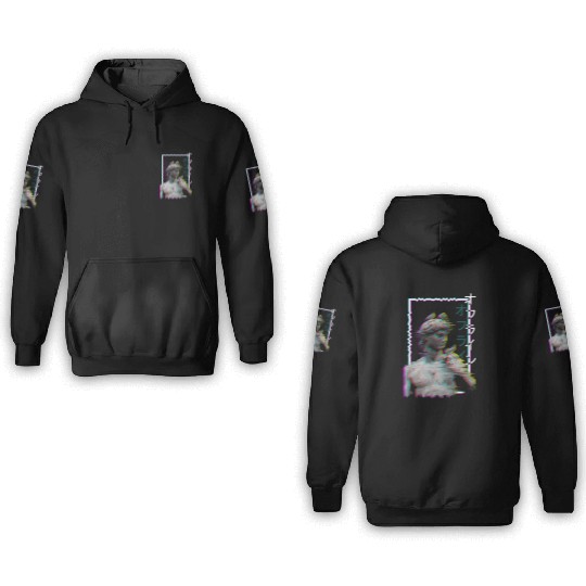 Greek Statue Ancient Vaporwave Synthwave Glitch 3D Hoodies