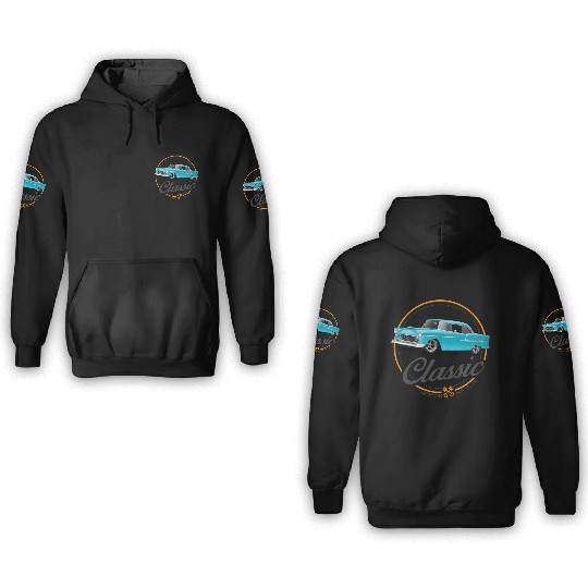 Classic Blue 1955 Street Rod 3D Hoodies