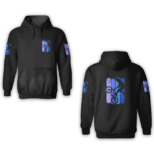 Retro Bmx Bike | Old School Bmx | Vintage Bmx Blue 3D Hoodies