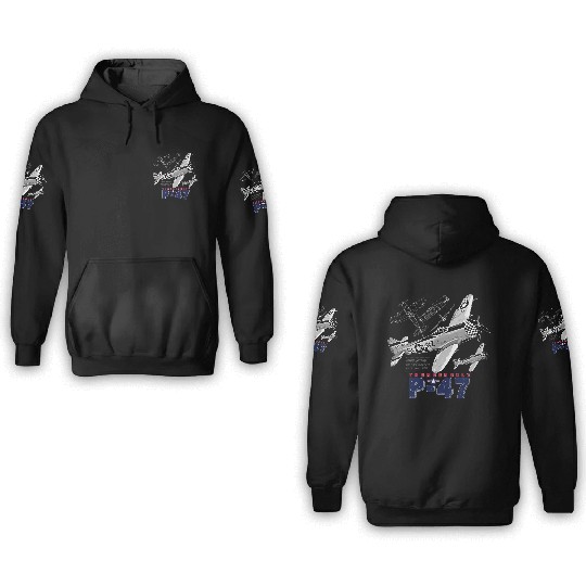 P 47 Thunderbolt Vintage USAF Aircraft 3D Hoodies