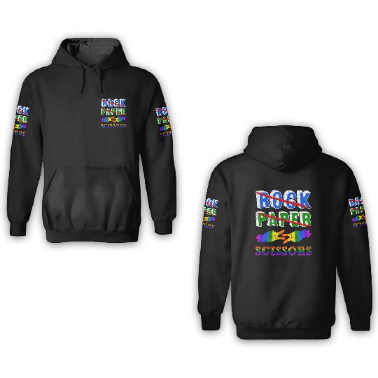 Rock Paper Scissors Lesbian Couple LGBTQ Pride Mon 3D Hoodies