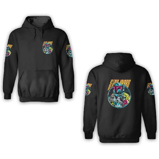 Star Wars Boba Fett Neon Blaster Vintage Graphic 3D Hoodies