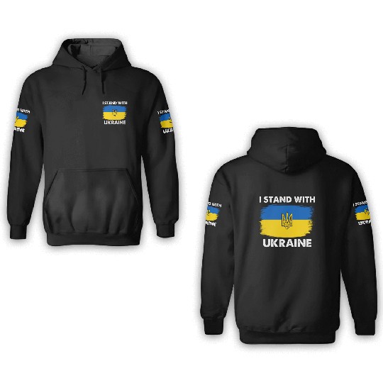 I Stand with Ukraine Ukraine Flag 3D Hoodies
