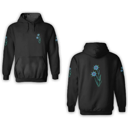 Blue Cornflowers - Floral Artwork With Spring 3D Hoodies