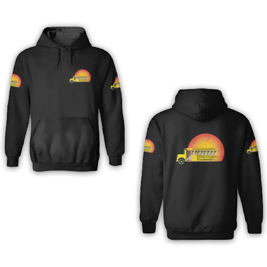 Retro Sunset School Bus Driver 3D Hoodies
