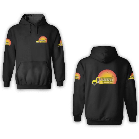 Retro Sunset School Bus Driver 3D Hoodies