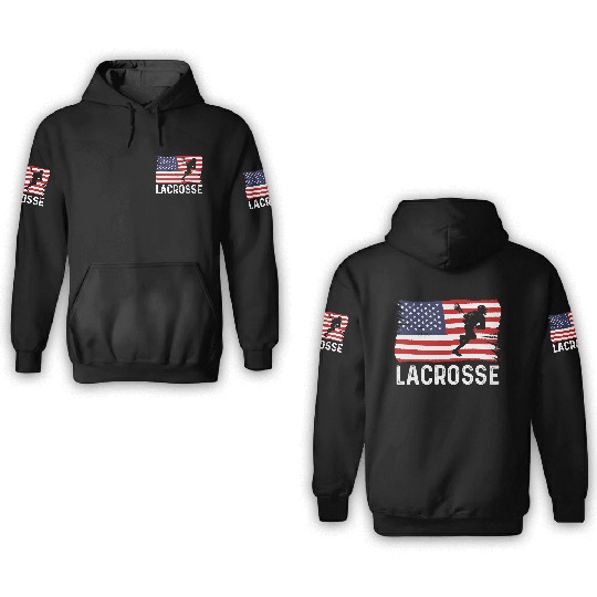Lacrosse American Flag USA 4th Of July 3D Hoodies