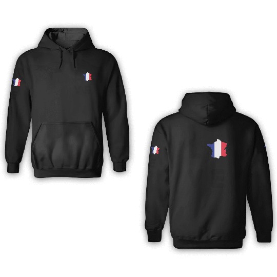 Love France - French flag and country silhouette 3D Hoodies