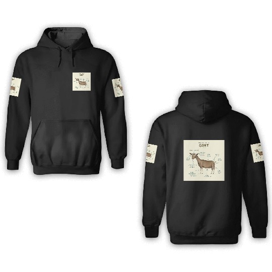 anatomy of a goat greeting card 3D Hoodies