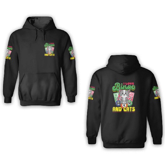 I love bingo and cats - cat saying quote 3D Hoodies