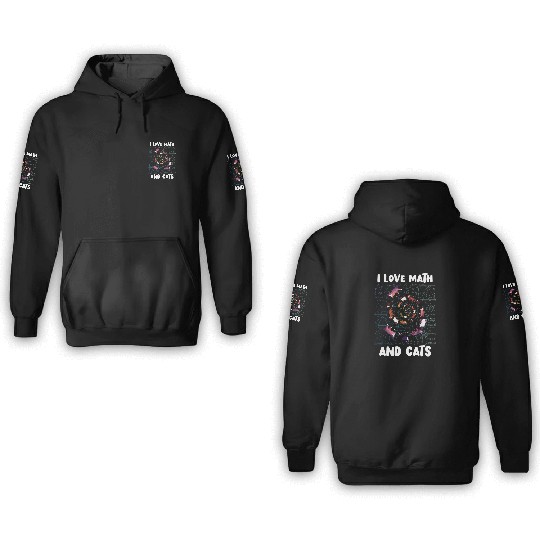 Math Kitty Cat I Love Math And Cats Mathematics 3D Hoodies