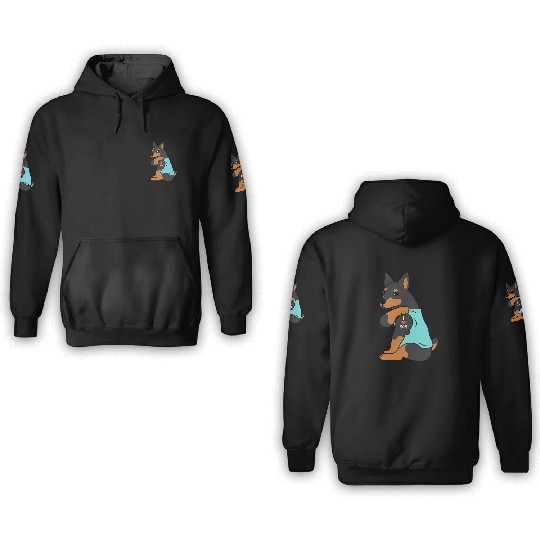 I Love Mom Tattoo Miniature Pinscher 3D Hoodies