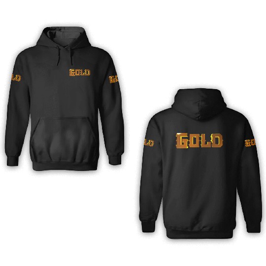 Gold Stylized Text 3D Hoodies