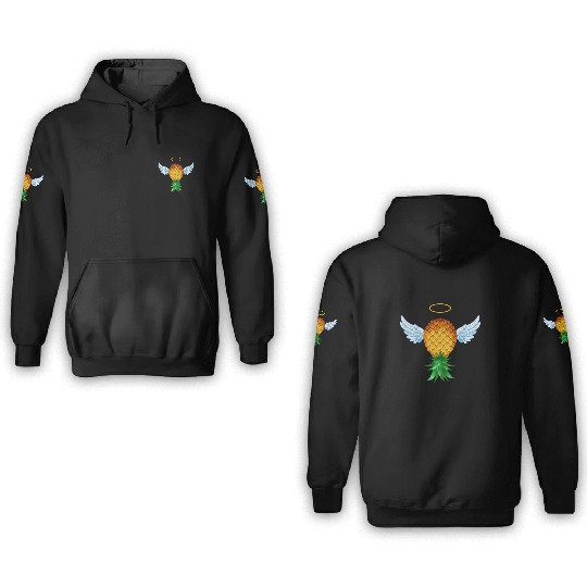 Cute Swinger Upside Down Pineapple Angel Wings 3D Hoodies