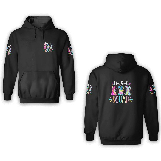 Cute Bunnies Preschool Teacher Squad Easter Day 3D Hoodies