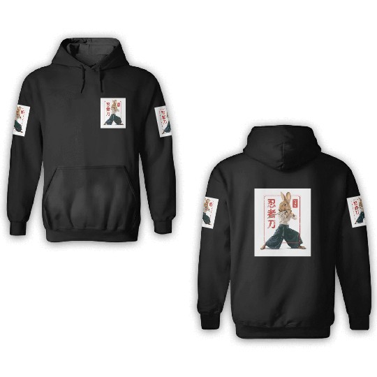 Rabbit with katana Rabbit with katana gift inspira 3D Hoodies