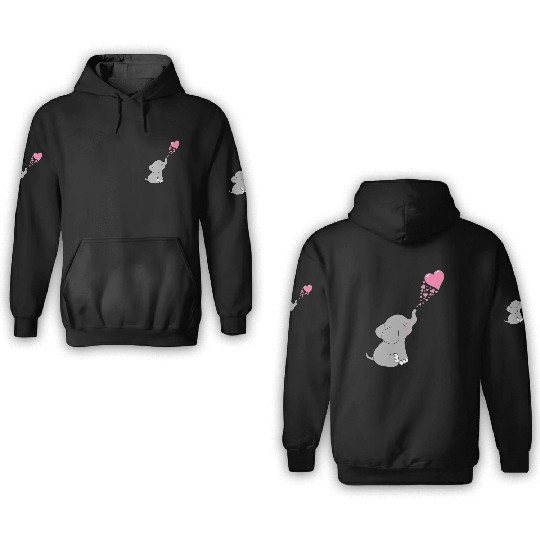 Grey Elephant with love 3D Hoodies