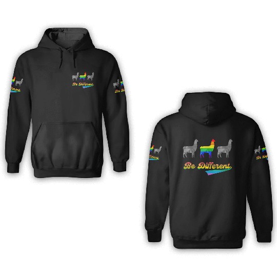 Llama Alpaca LGBTQ Gay Pride Rainbow Flag Differen 3D Hoodies