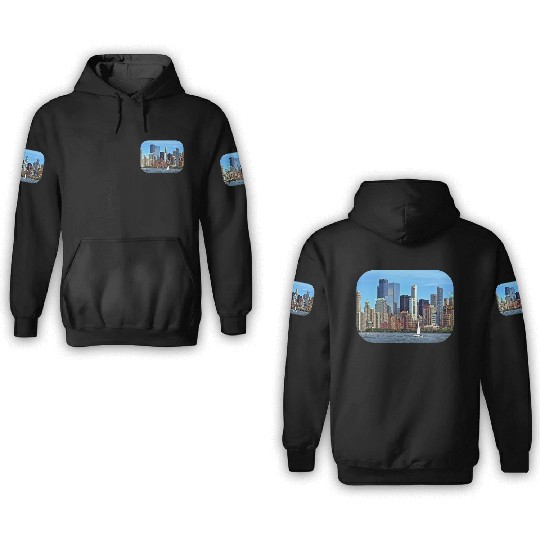 Manhattan NY – Sailboat By Manhattan Skyline 3D Hoodies