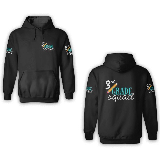 Team 3rd Third Grade 3D Hoodies Teacher Back To School