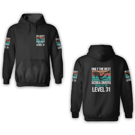 31 Scuba Diving Level 31 Year Diver Snorkeling 3D Hoodies