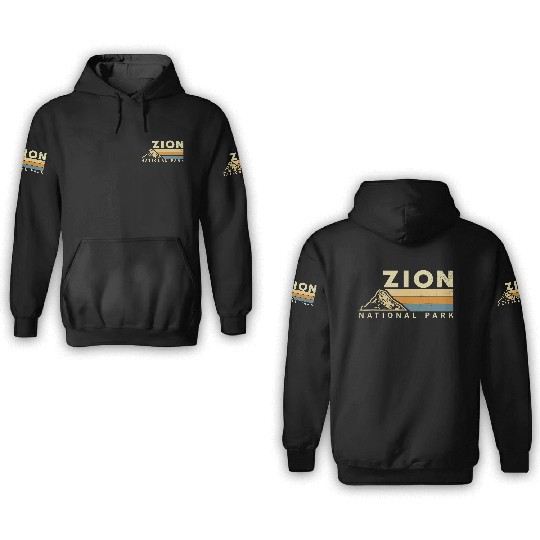 Retro Zion National Park US Vintage Utah Adventure 3D Hoodies