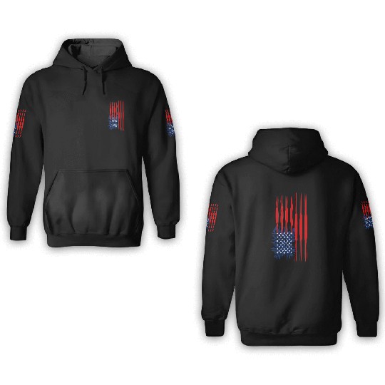 US Flag Vertical 3D Hoodies American Stars Stripes
