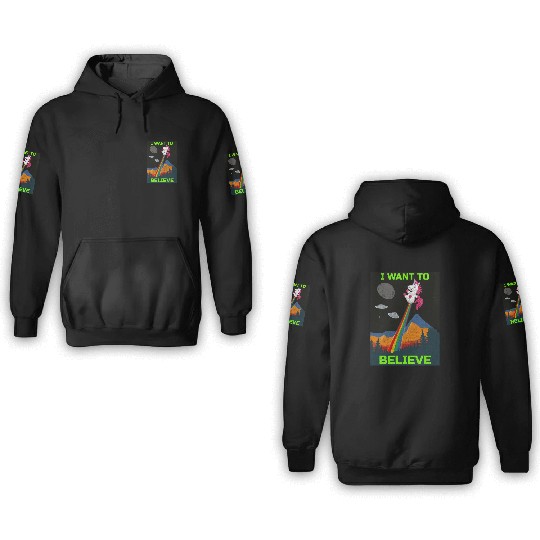 Unicorn "I Want To Believe" UAP Outfit Alien Ufo 3D Hoodies