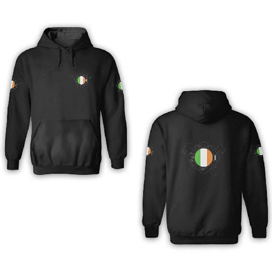 Firefighter Maltese (black) with Irish Flag 3D Hoodies