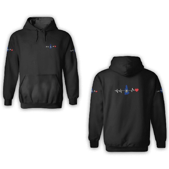 New Hampshire Heartbeat Gift 3D Hoodies