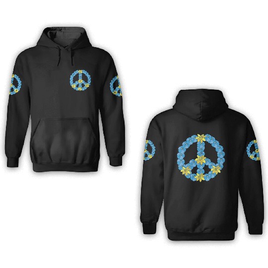 Sign of peace peace design flower hippie 3D Hoodies