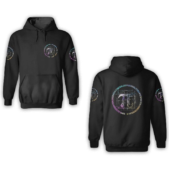 Pi novelty circle watercolor 3D Hoodies for Pi Day