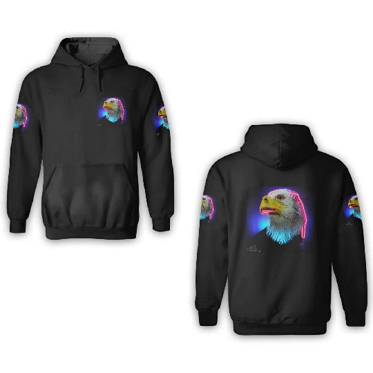 i love america neon bright lightsamerican eagle 3D Hoodies