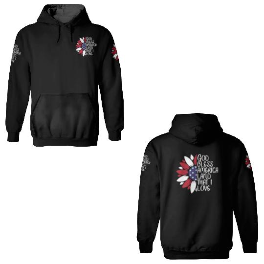 God Bless America Sunflower God Bless USA 3D Hoodies