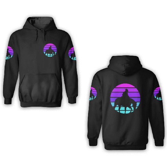 Synthwave Cowboy Horse Wrangler Gift 3D Hoodies