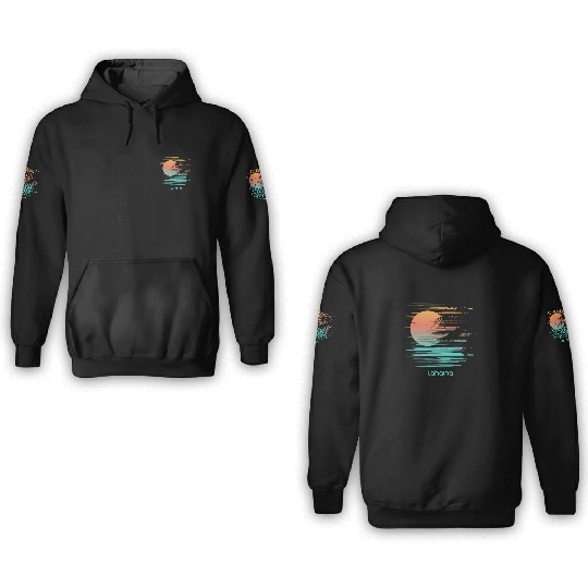 Artistic Lahaina Maui Hawaii Palm Tree Vacation 3D Hoodies