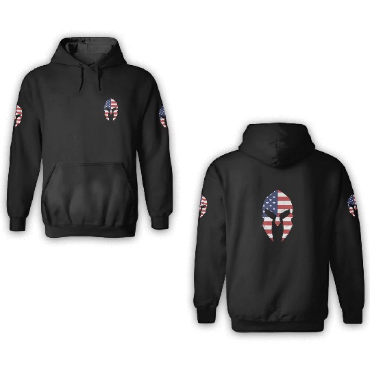 Usa flag in Spartan warrior Helmet 3D Hoodies
