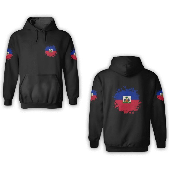 Haiti flags blob 3D Hoodies