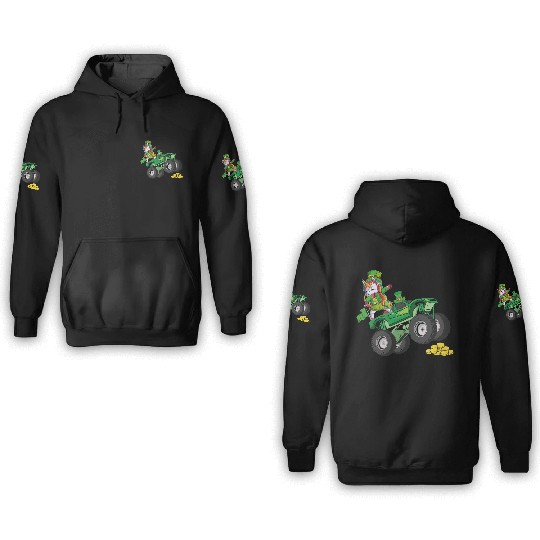 St Patricks Day Unicorn Monster Truck Lucky Girls 3D Hoodies