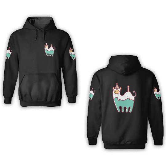 Green Llama Monster Party 3D Hoodies