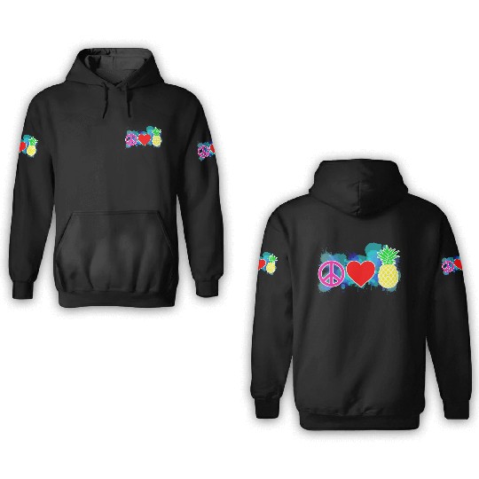 peace love pineapple 3D Hoodies