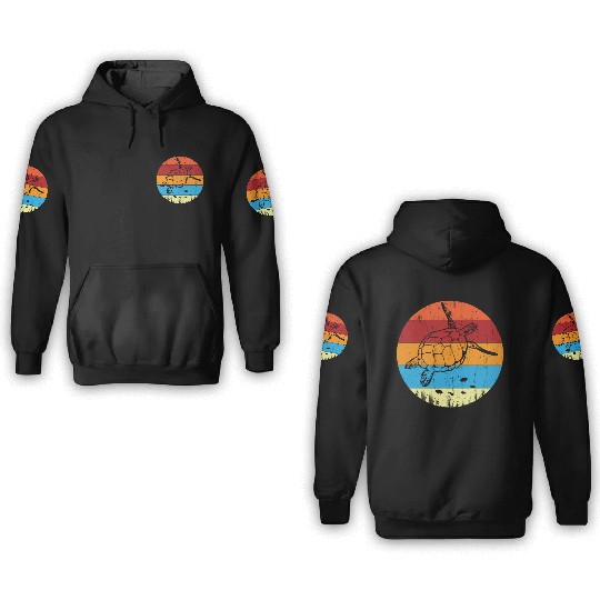 Retro Sea Turtle For Turtle Lover 3D Hoodies
